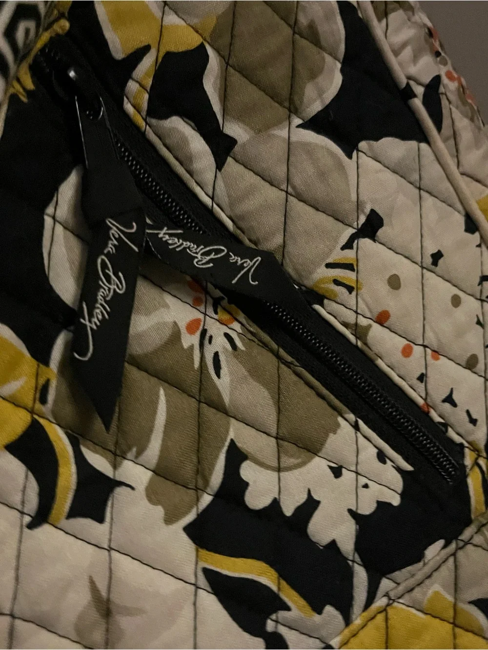 Vera Bradley Dogwood Black, Yellow & Cream Quilted Laptop Bag